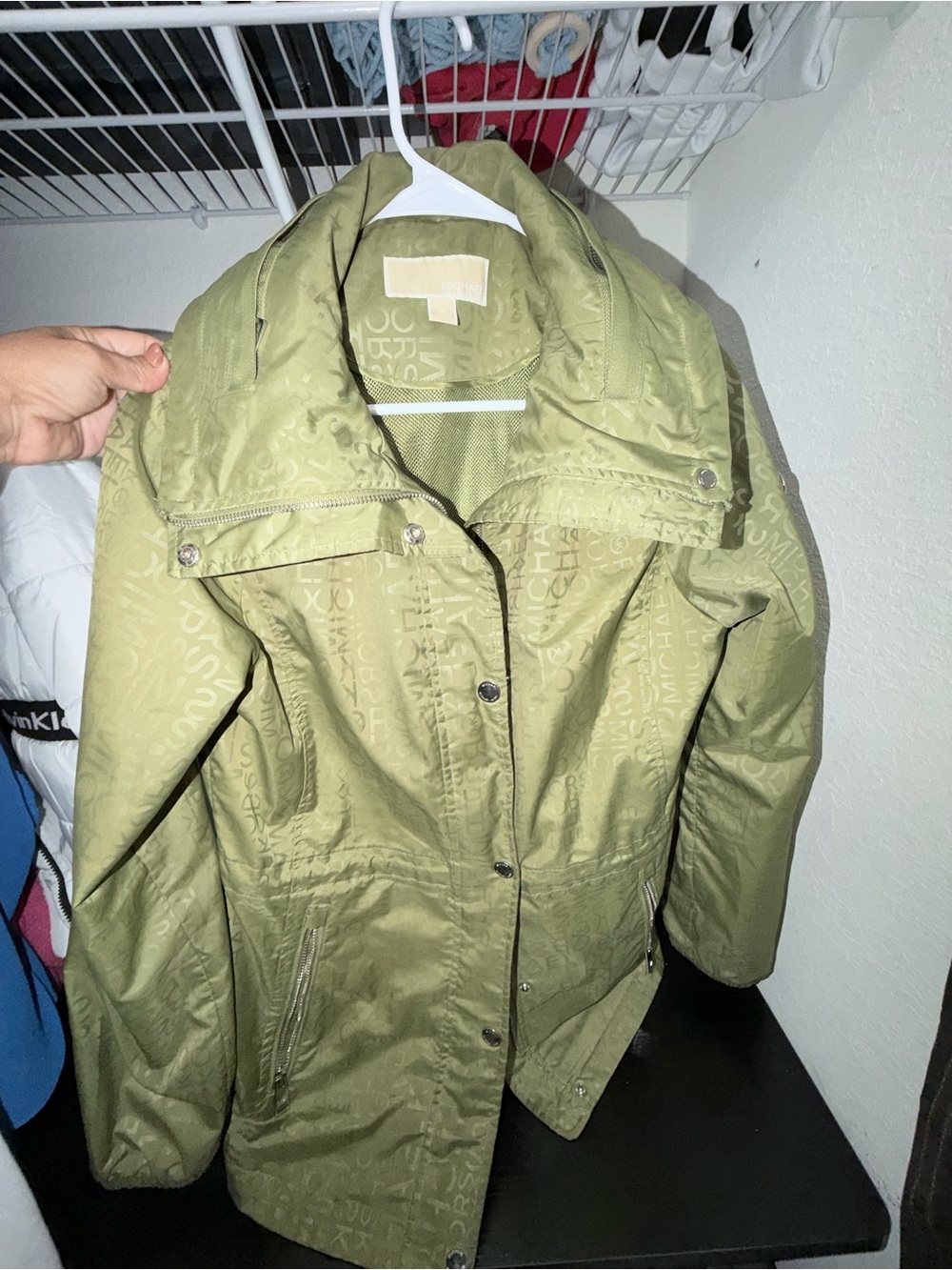 Michael Kors Olive Green Utility Jacket with Tonal Logo